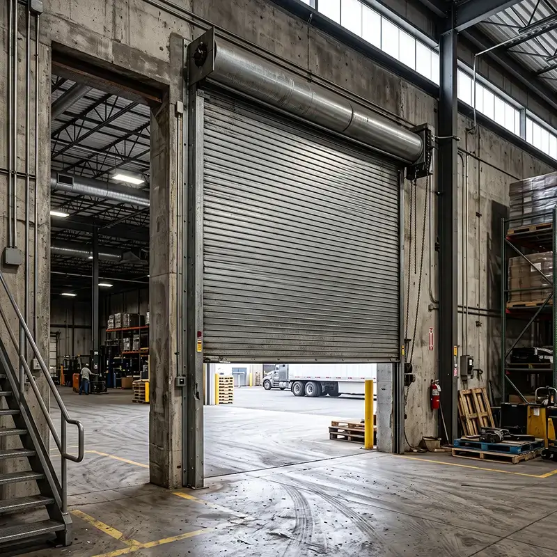 Commercial overhead garage door service for business property in Tomball Texas